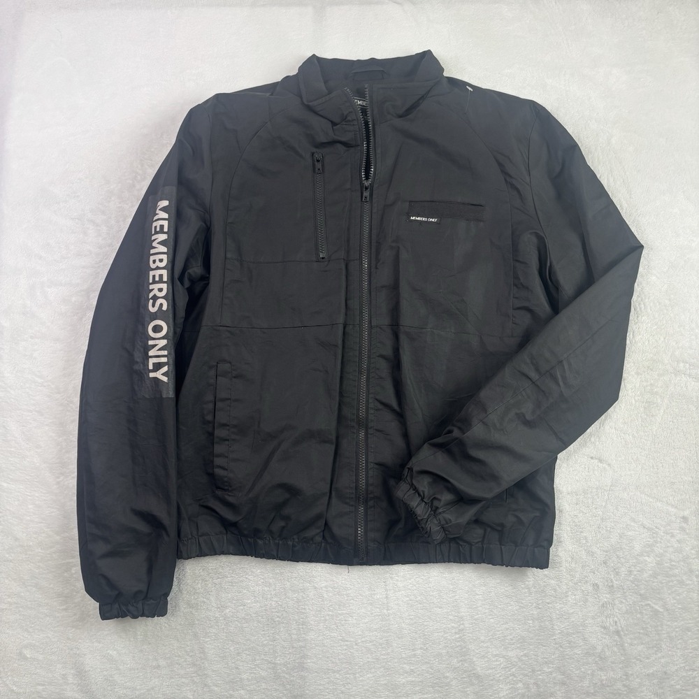 Members Only Black Bomber Full Zip Long Sleeve Jacket Men's Large